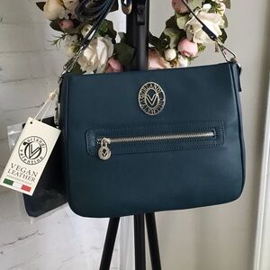 VALENTINO ORLANDI Teal Vegan Leather Crossbody Bag